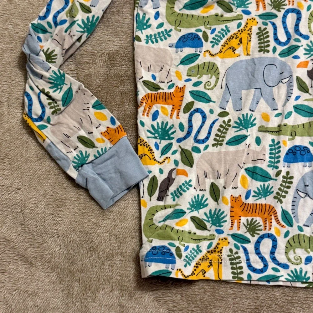 Little Sleepies Safari Bamboo Viscose Pajama Set 3T Blue Jungle Animal Print